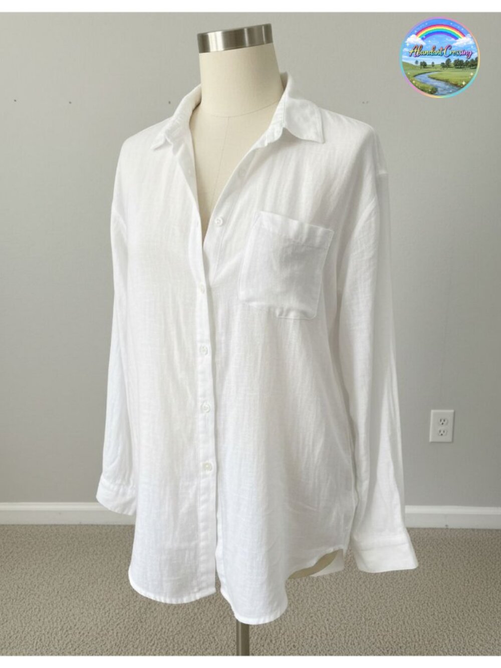 Oversized Linen Cotton Long Sleeve Button Down Blouse